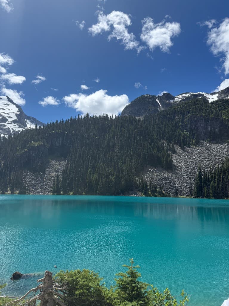 Turquoise alpine lake and mountain scenery